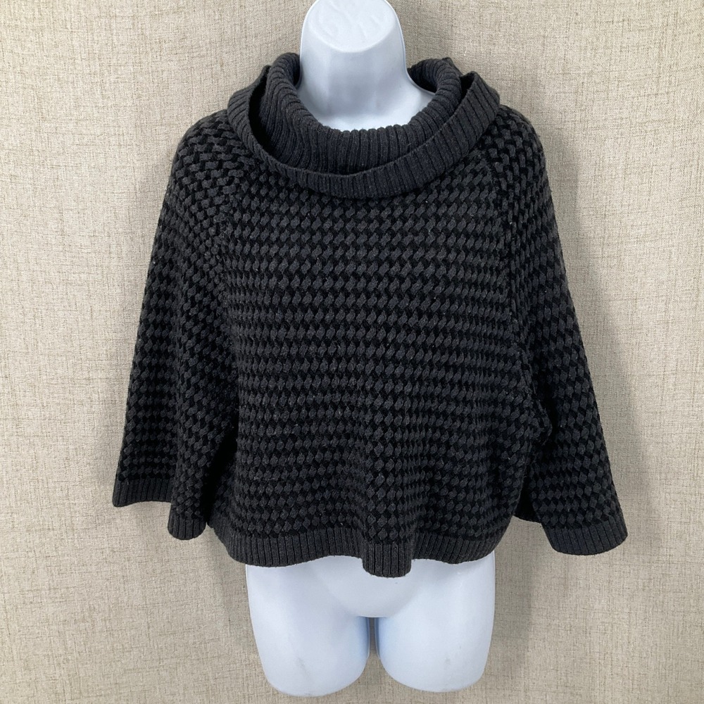Alice + Olivia Sweater Womens S Grey Wool Waffle Knit Cowl Neck Cropped Luxury